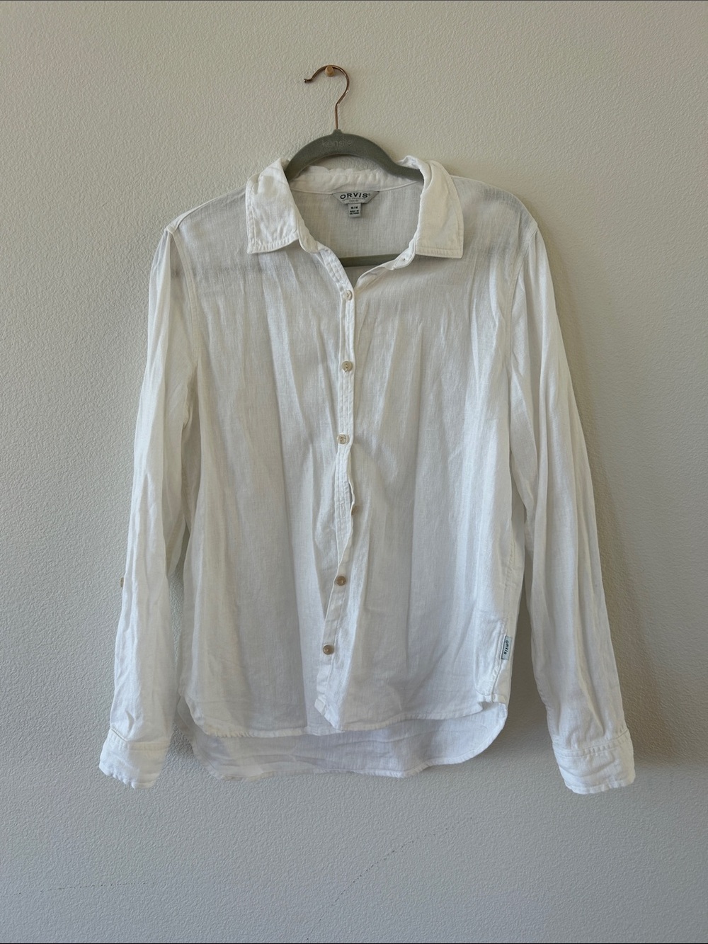 Orvis Men's White Long-Sleeve Button-Down Shirt